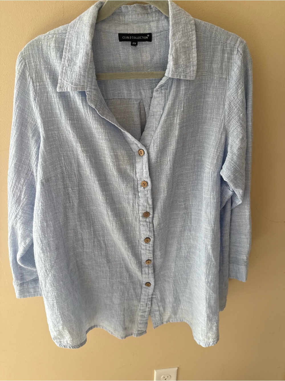 Club Z Collection Collared Button Front cotton top size 2X